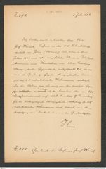 k.k. naturhistorisches Hofmuseum, Intendanzakten 1876-1884 (Hochstetter), Aktenzahl Z.295/1884, Seite 1